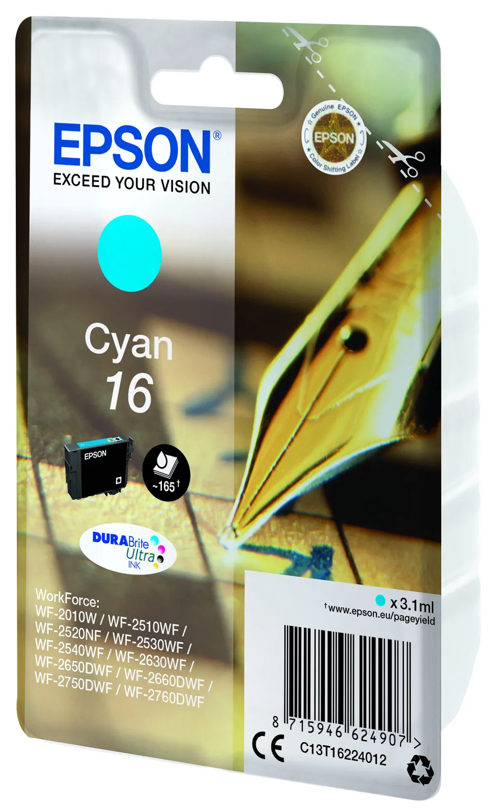 Epson 16 -mustekasetti, 3.1 ml, cyan