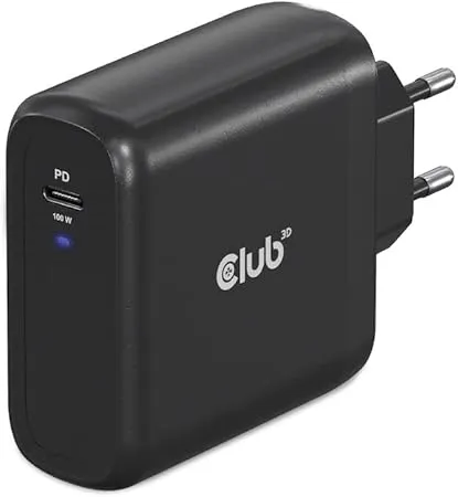 Club 3D 100W GaN USB-C PD3.0 - charger, Black