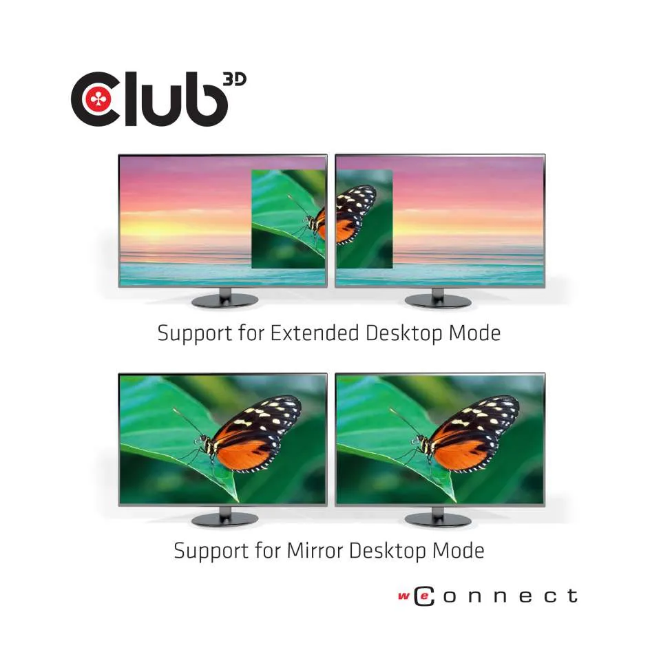 Club 3D 3.2 Gen1 USB-A - DisplayPort 1.2 Dual Monitor -sovitin, 4K60Hz, Musta