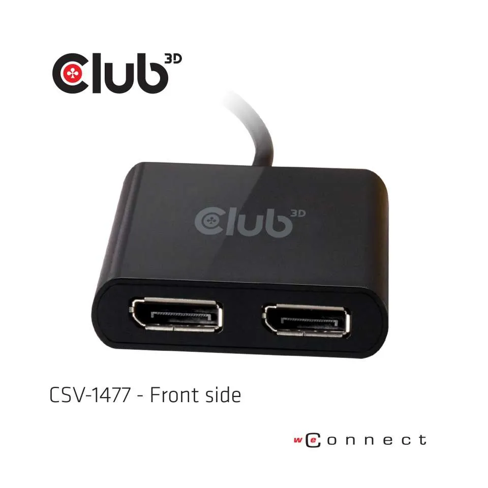 Club 3D 3.2 Gen1 USB-A - DisplayPort 1.2 Dual Monitor -sovitin, 4K60Hz, Musta