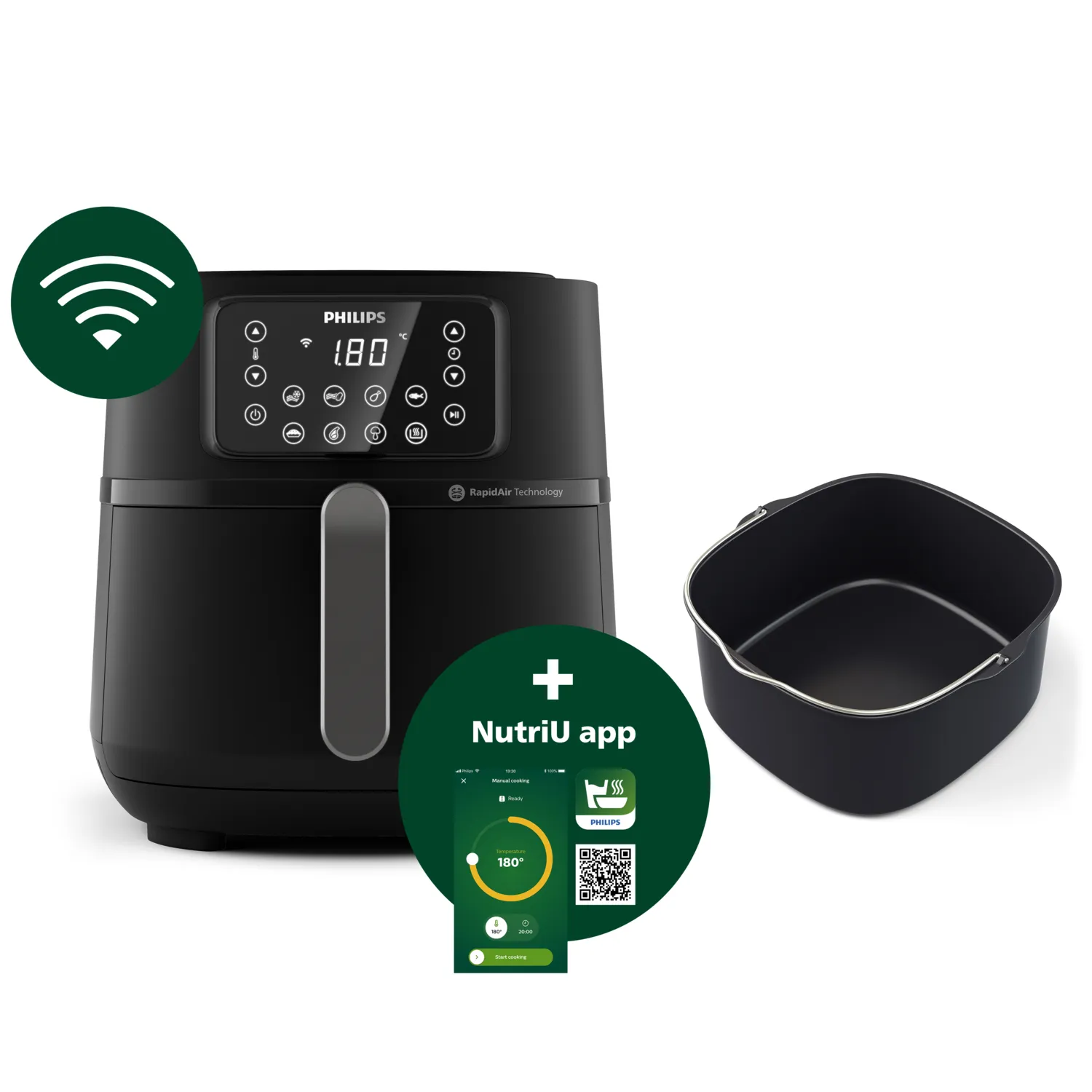 Philips Series 5000 HD9285 XXL Connected Airfryer 2000W Mørk sølv/sort