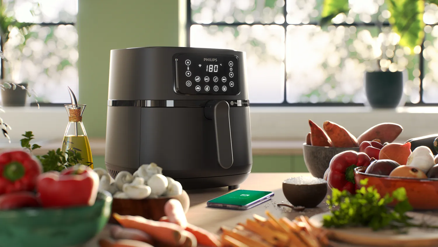 Philips Series 5000 HD9285 XXL Connected Airfryer 2000W M&oslash;rk s&oslash;lv/sort