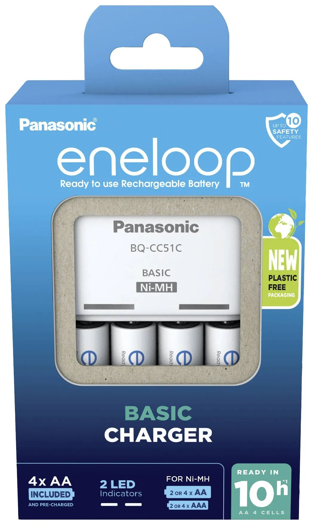 Panasonic Eneloop akkulaturi BQ-CC51 (10h) ja 4 x R6/AA Eneloop 2000mAh akku