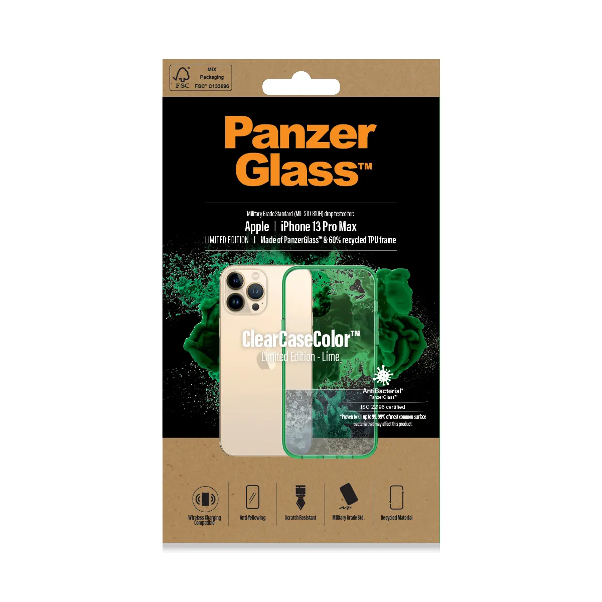 PanzerGlass ClearCase, iPhone 13 Pro Max - Case, Lime