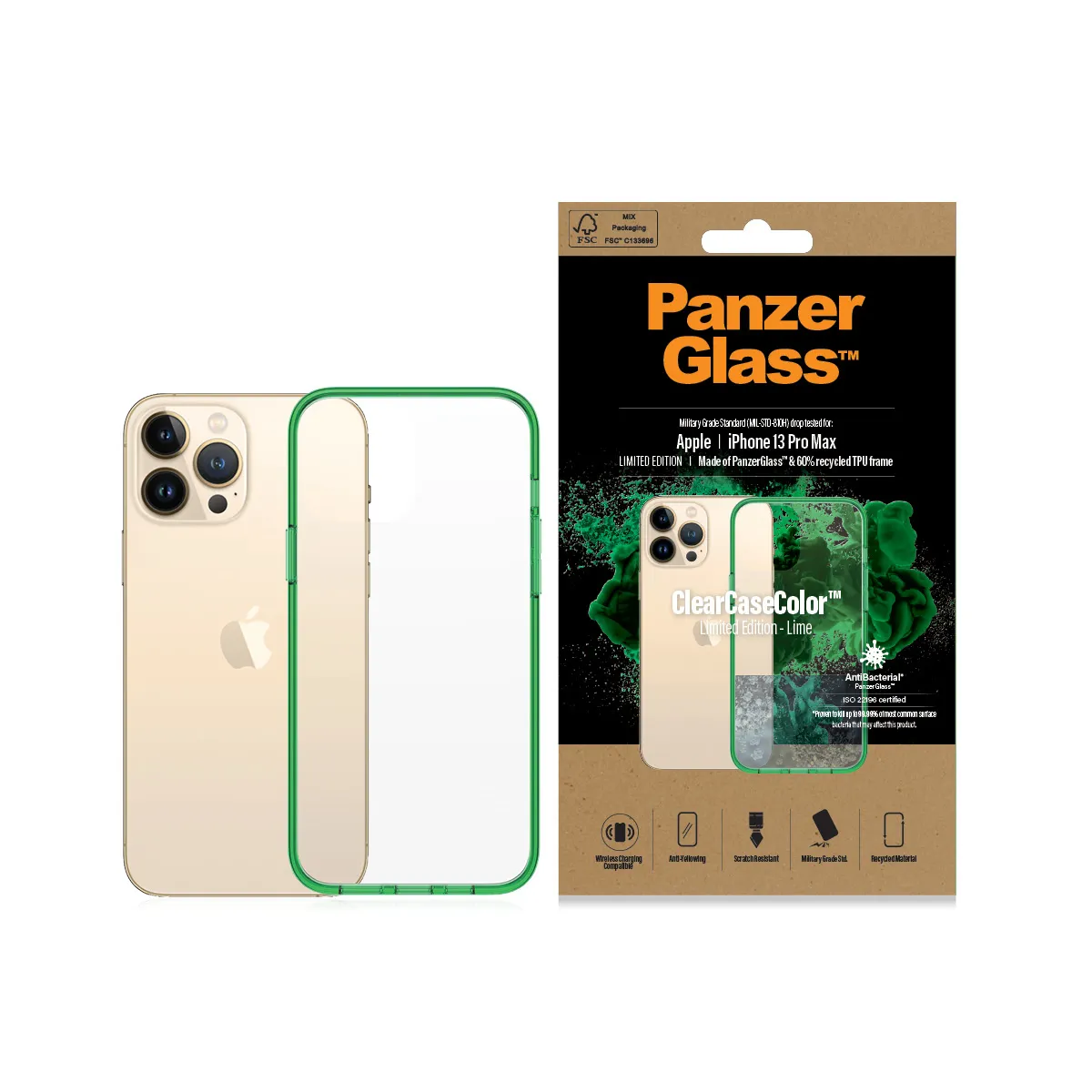 PanzerGlass ClearCase, iPhone 13 Pro Max - Case, Lime