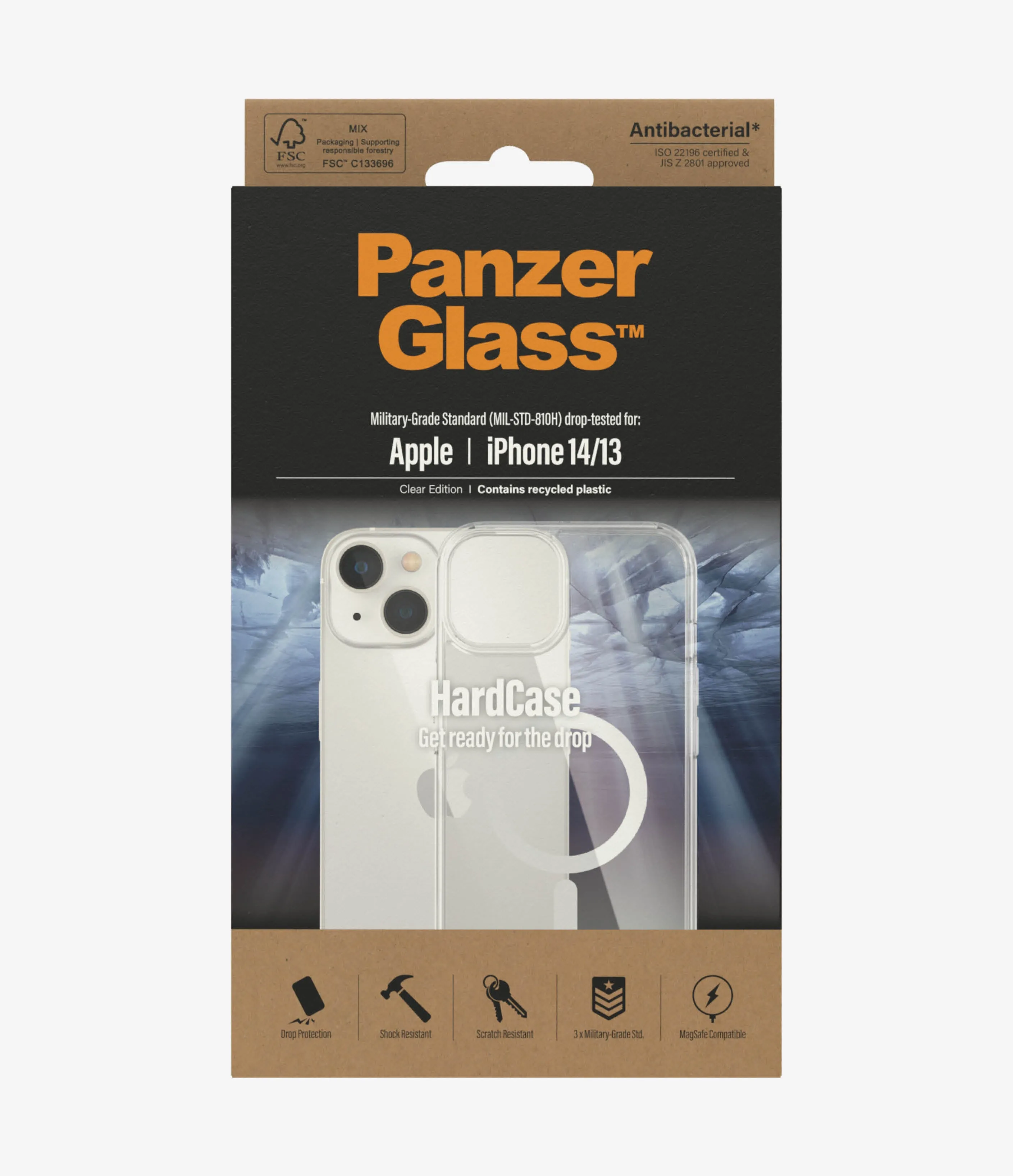 PanzerGlass iPhone 14 / 13 HardCase MagSafe D3O -suojakuori, L&auml;pin&auml;kyv&auml;