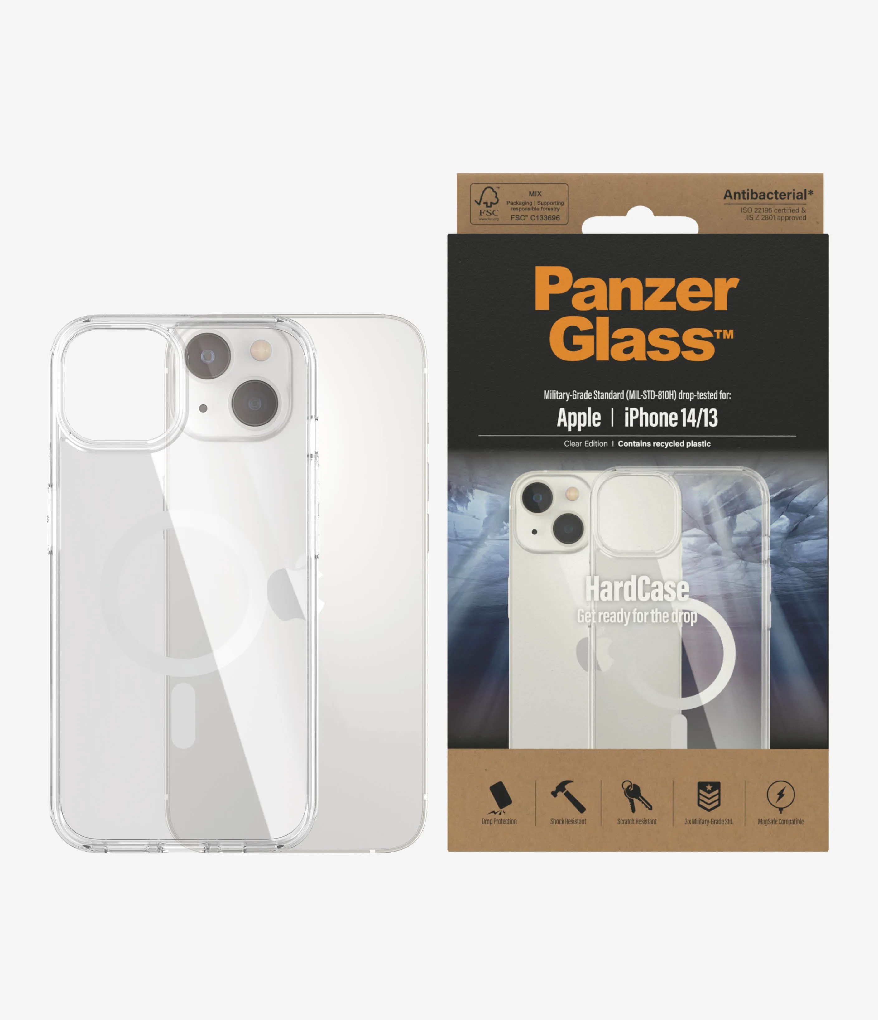 PanzerGlass iPhone 14 / 13 HardCase MagSafe D3O -suojakuori, L&auml;pin&auml;kyv&auml;