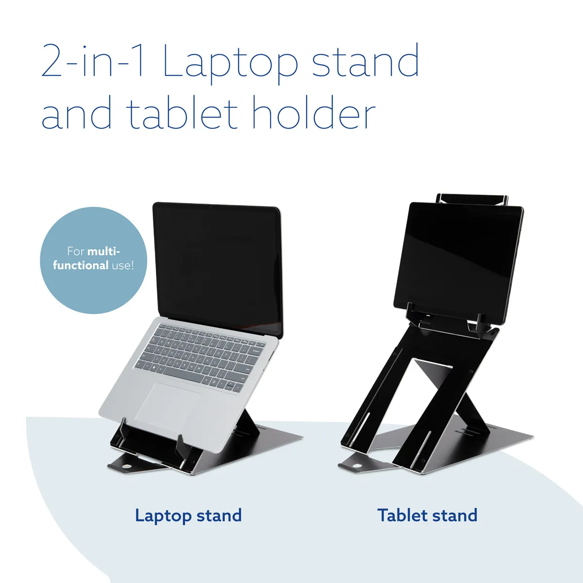 R-Go Riser Duo, Tablet and Laptop Stand, adjustable, black