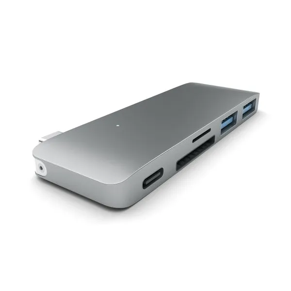 Satechi USB-C Pass Through USB Hub With USB-C charging port - Rymdgrå