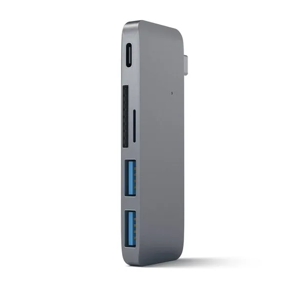 Satechi USB-C Pass Through USB Hub With USB-C charging port - Rymdgrå