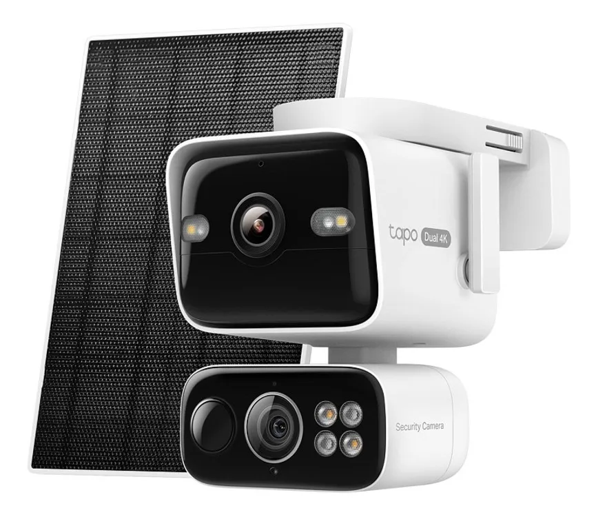 TP-Link Tapo C675D KIT - Aurinkokennok&auml;ytt&ouml;inen kaksilinssinen Pan/Tilt-valvontakamerasetti, valkoinen