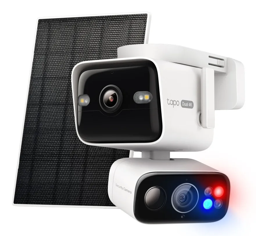 TP-Link Tapo C675D KIT - Aurinkokennok&auml;ytt&ouml;inen kaksilinssinen Pan/Tilt-valvontakamerasetti, valkoinen