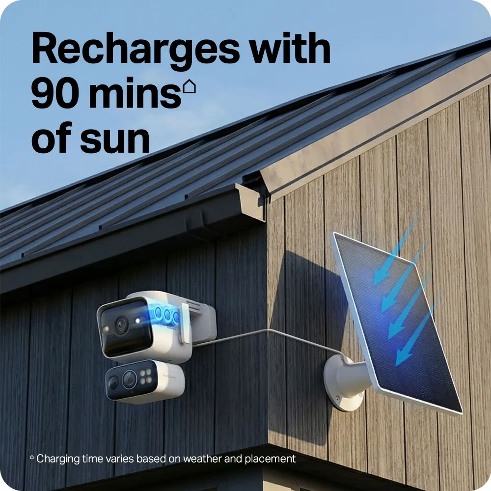 TP-Link Tapo C675D KIT - Aurinkokennok&auml;ytt&ouml;inen kaksilinssinen Pan/Tilt-valvontakamerasetti, valkoinen