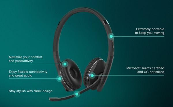 EPOS ADAPT 260 tr&aring;dl&ouml;s headset, svart