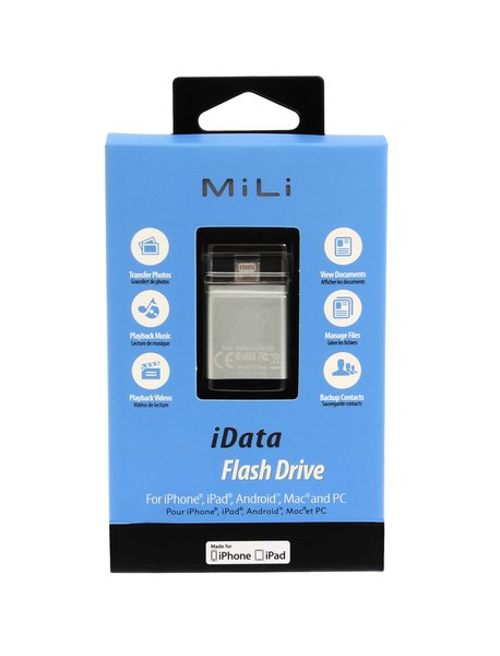 Mili iData - USB Flash-asema - 64 Gt - Lightning / micro USB - hopea