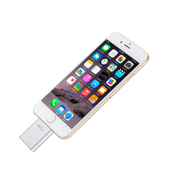 Mili iData - USB Flash-asema - 64 Gt - Lightning / micro USB - hopea