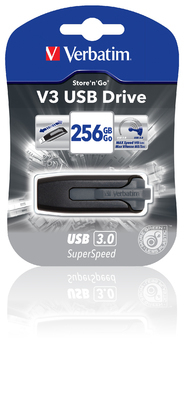 Verbatim 256 Gt Store'N'Go V3 USB 3.0 -muistitikku, Musta