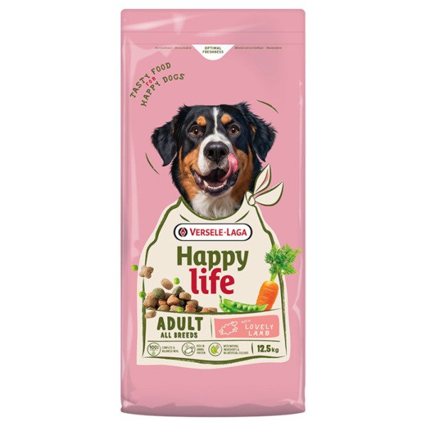 VERSELE-LAGA Happy Life Lamb, Koiran kuivaruoka, Adult, ruoansulatuksen hoito, 12,5 kg