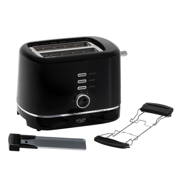 Adler AD 3224b 2-Slice Toaster with Bun Rack, 7 Browning Levels, 850 Watt, Black