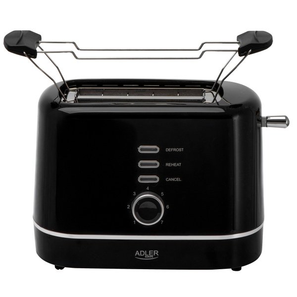 Adler AD 3224b 2-Slice Toaster with Bun Rack, 7 Browning Levels, 850 Watt, Black