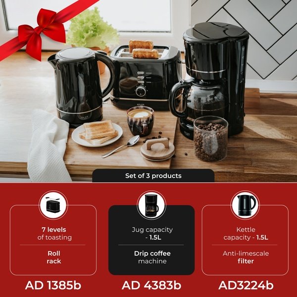 Adler AD 3224b 2-Slice Toaster with Bun Rack, 7 Browning Levels, 850 Watt, Black