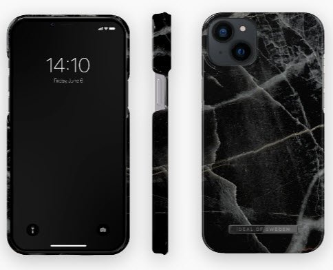 iDeal of Sweden Fashion Case, iPhone 14 Plus -suojakuori, Black Thunder Marble