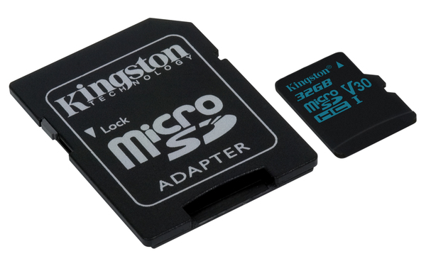 Kingston 32 GB Canvas Go, UHS-I Class 10 MicroSDHC-kort + SD adapter