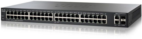 Cisco Small Business Smart SG200-50FP - Kytkin - Hallinnoitu - 48 x 10/100/1000 (PoE) + 2 x combo Gigabit SFP - ty&ouml;p&ouml;yt&auml;, r&auml;kkiin asennettava - PoE (375 W)