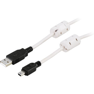 Deltaco Ferrite core USB-A - Mini-USB B - kabel, 1 m, Vit, Svart