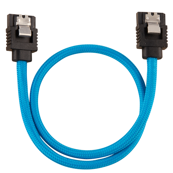 CORSAIR Premium Sleeved SATA Data Cable Set with Straight Connectors Blue 30cm