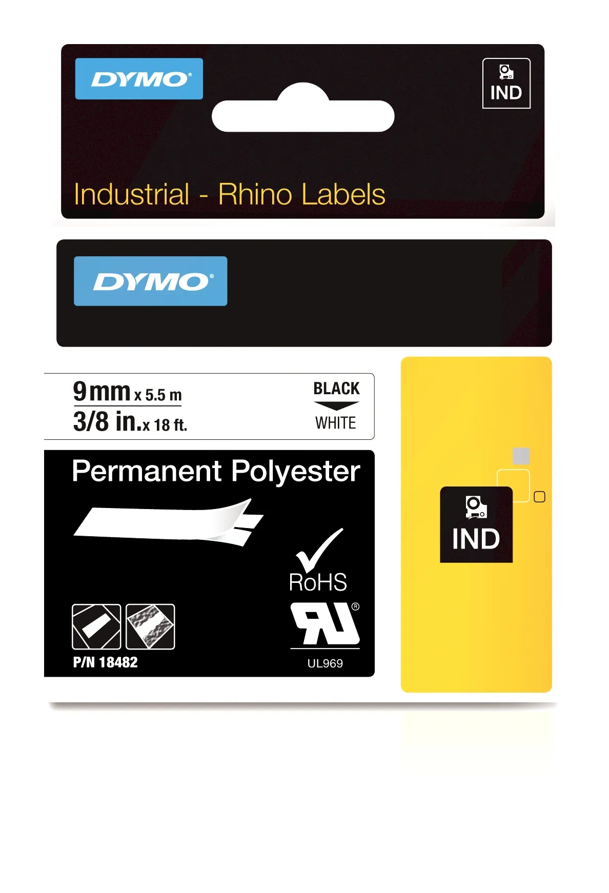 DYMO RhinoPRO m&auml;rktejp perm polyester vit 9mm