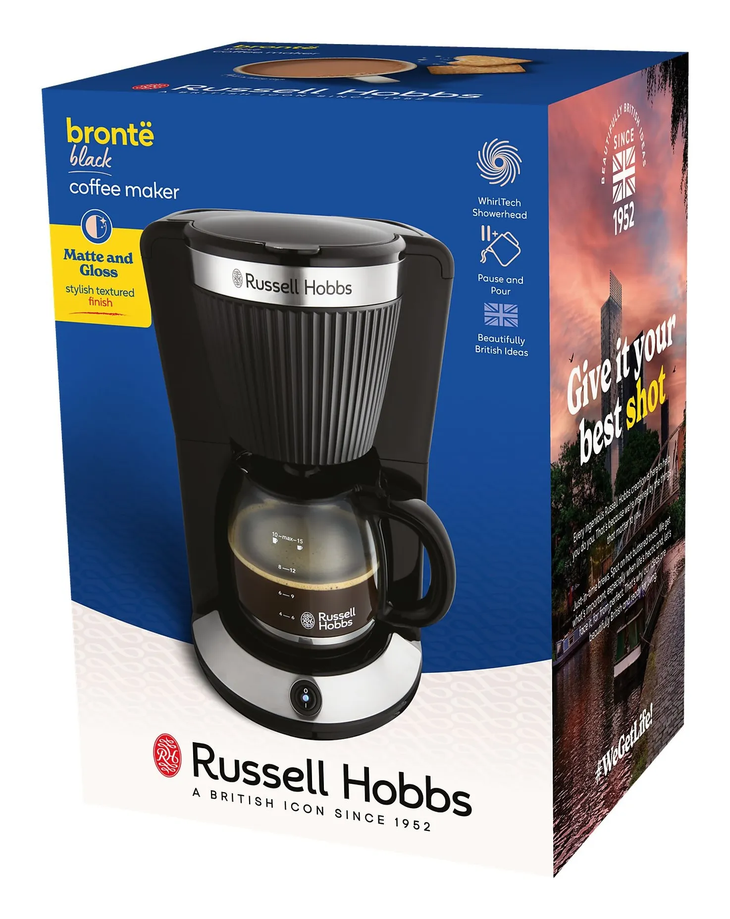 Russell Hobbs Bront&eacute; 10 cups Coffee Maker, Black, Silver