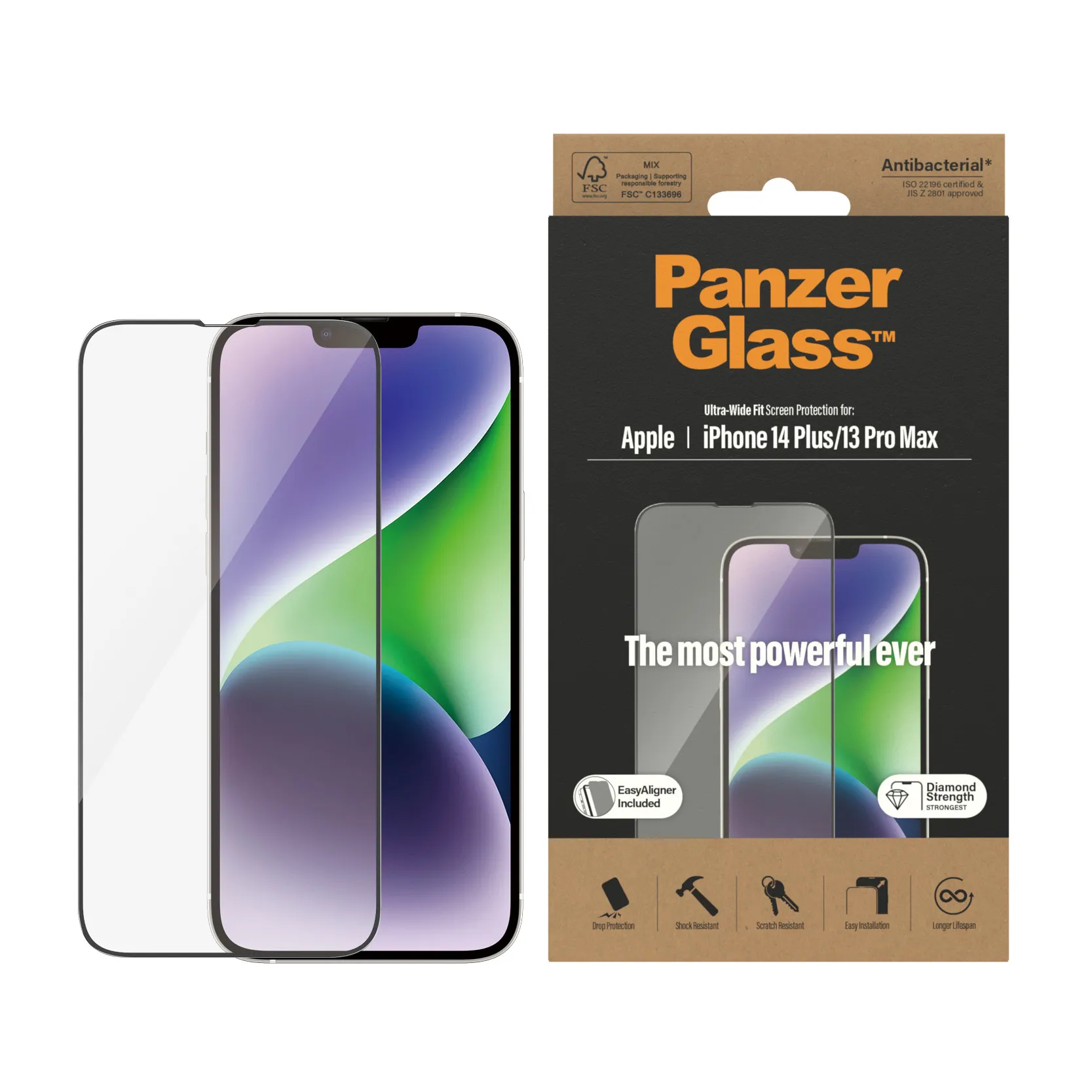 PanzerGlass Ultra-Wide Fit Alignerkit iPhone 14 Plus/13 Pro Max - Screen Protector, Antibacterial