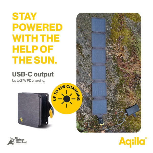 Aqiila Sunbird P21 - Vikbar solpanel laddare med USB-C port