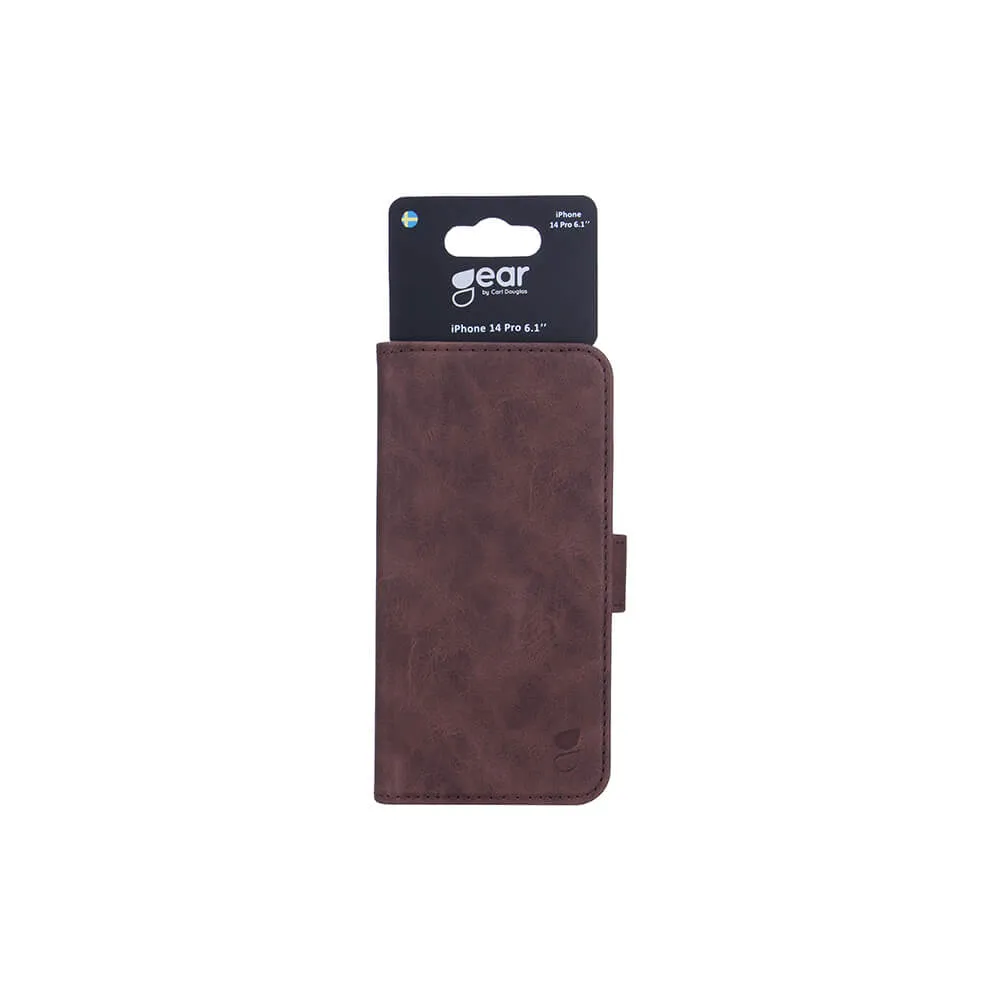 GEAR Wallet, iPhone 14 Pro -lompakkokotelo, Ruskea