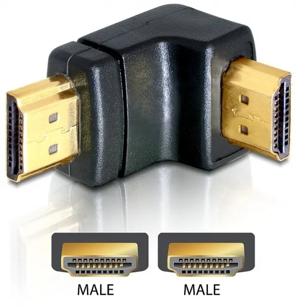 DeLOCK HDMI-adapter, 19-pin ha till ha, vinklad