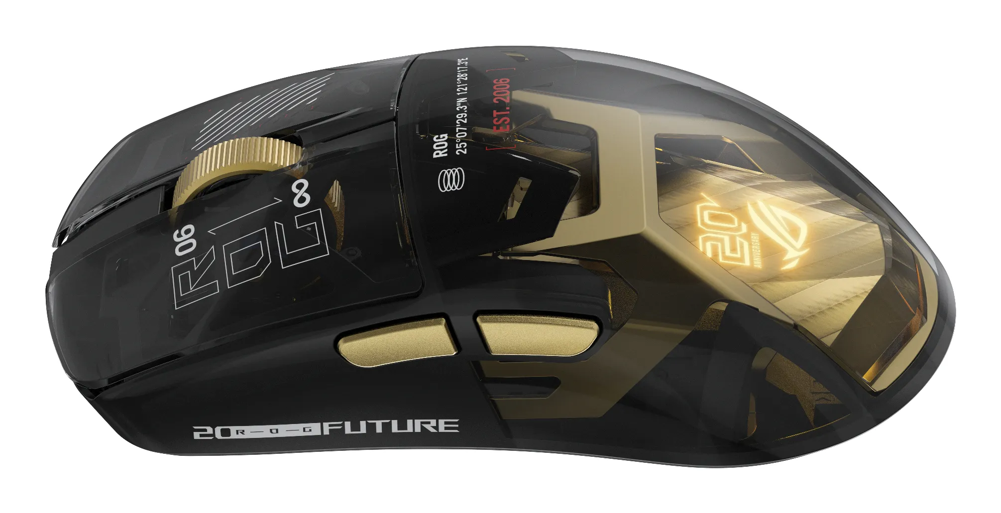 ASUS ROG Harpe II Extreme Edition 20 -langaton pelihiiri, musta ja 24K gold details