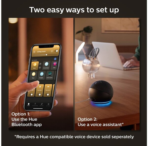 Philips Hue White A60, E27 -&auml;lylamppu, 2-pack