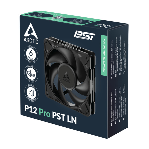 ARCTIC P12 Pro PST LN PWM -tuuletinsarja, nestelaakeri, 120 mm, 5 kpl, musta