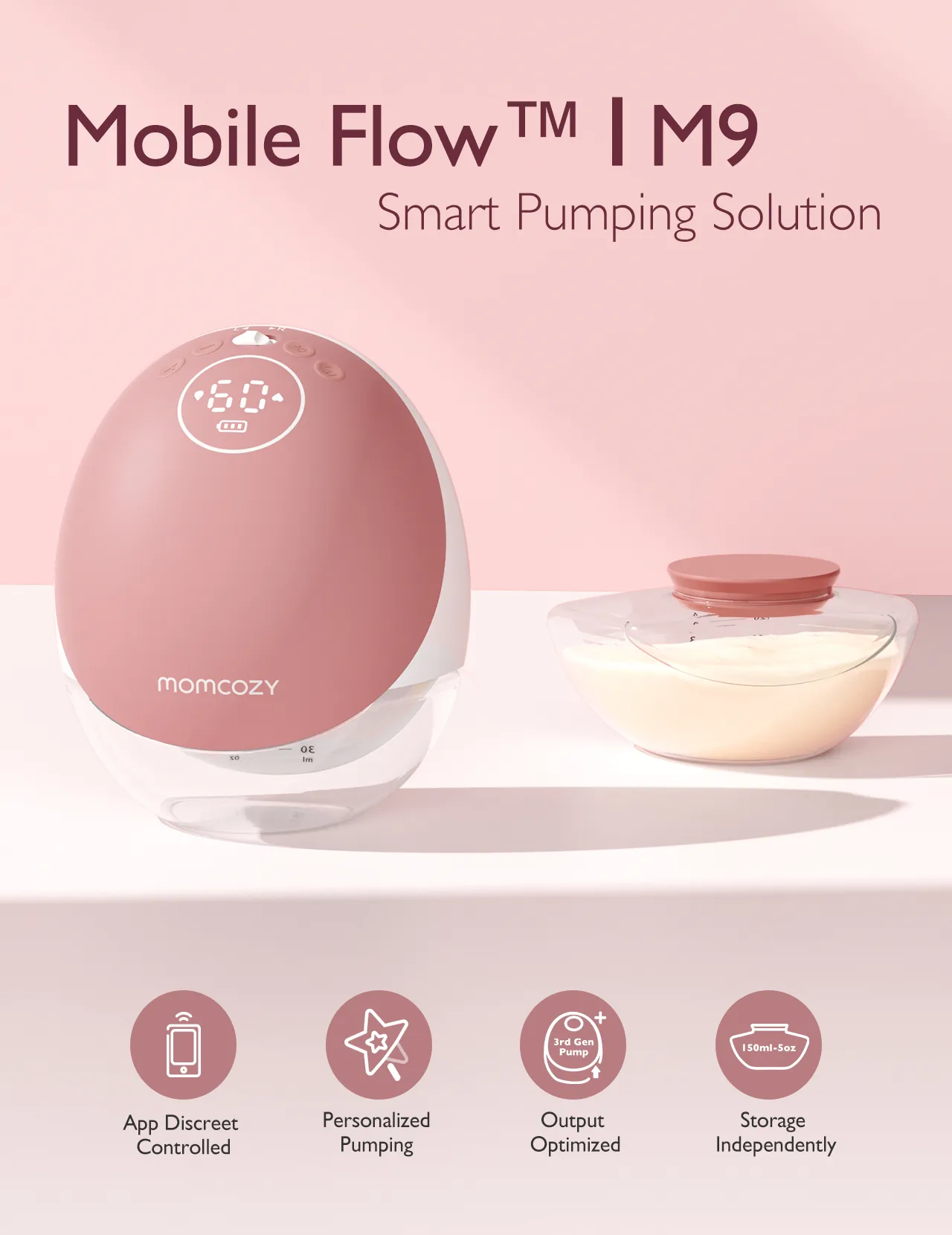 MOMCOZY M9 Mobile Flow Double Hands-Free Br&ouml;stpump