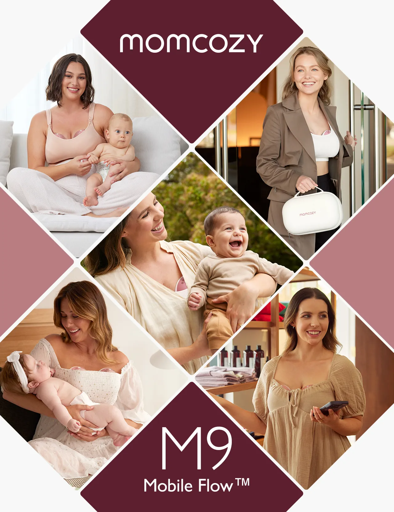 MOMCOZY M9 Mobile Flow Double Hands-Free Br&ouml;stpump