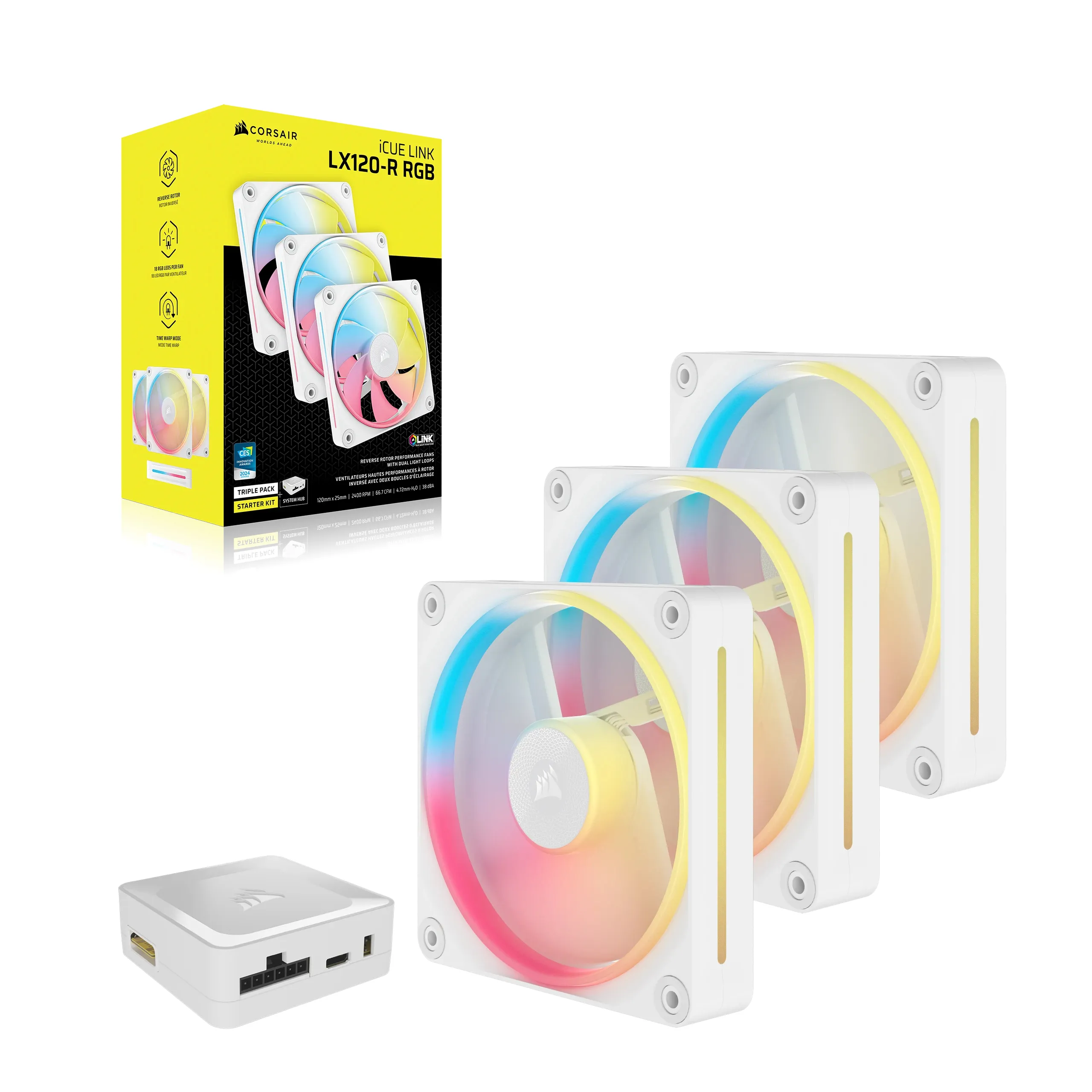 CORSAIR iCUE LINK LX120-R RGB,120mm, White, 3-pack