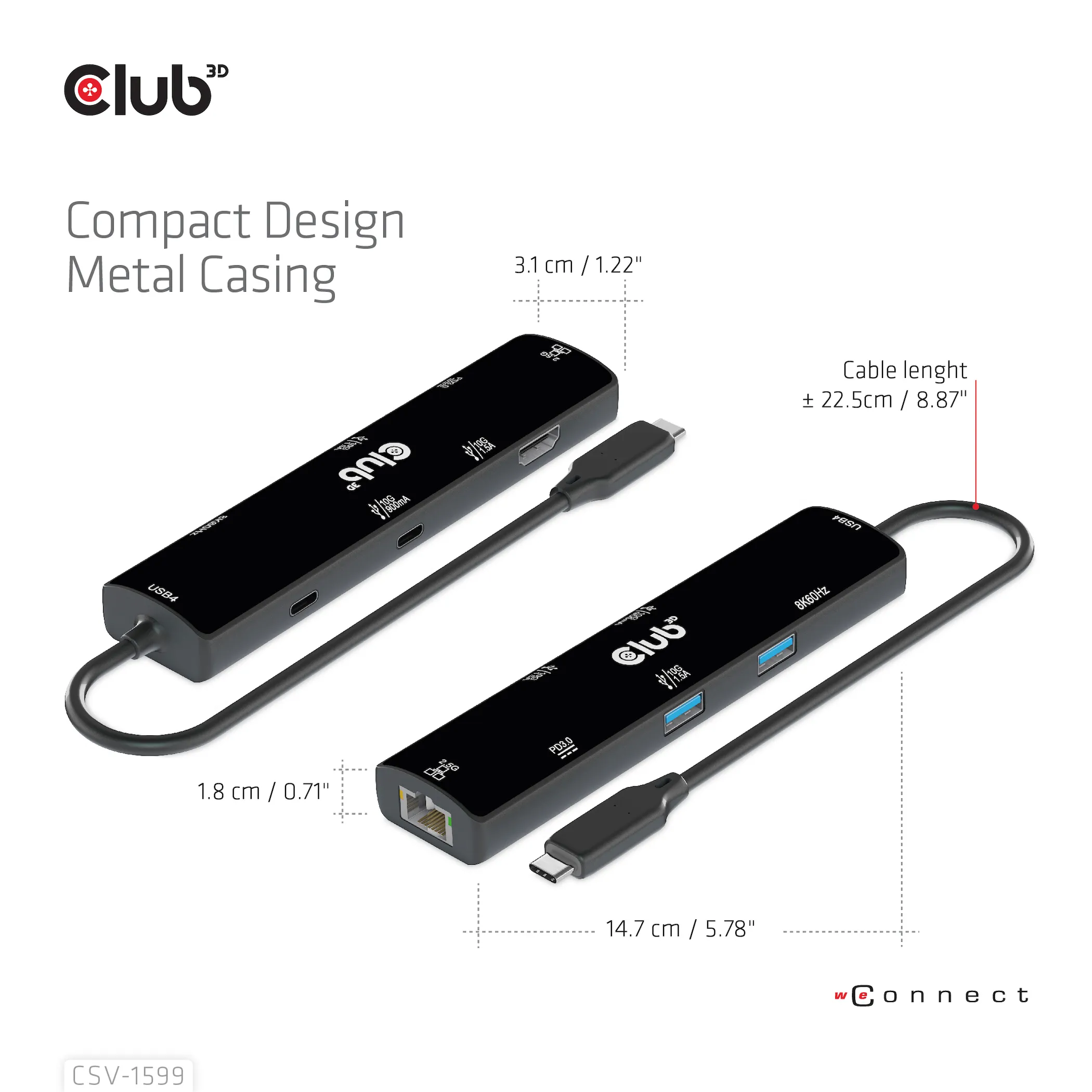 Club 3D USB4 Gen3x2 USB-C 6-in-1 - hub, Svart