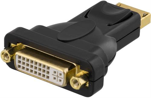 DELTACO DisplayPort till DVI-I Single Link adapter, svart, 1080p,
