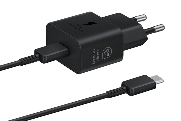 Samsung 25W GaN -verkkovirtalaturi + USB-C kaapeli, Musta