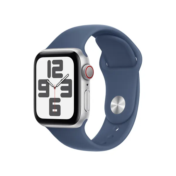 APPLE Watch SE GPS + Cellular 40mm Silver Aluminium Case with Denim Sport Band - M/L