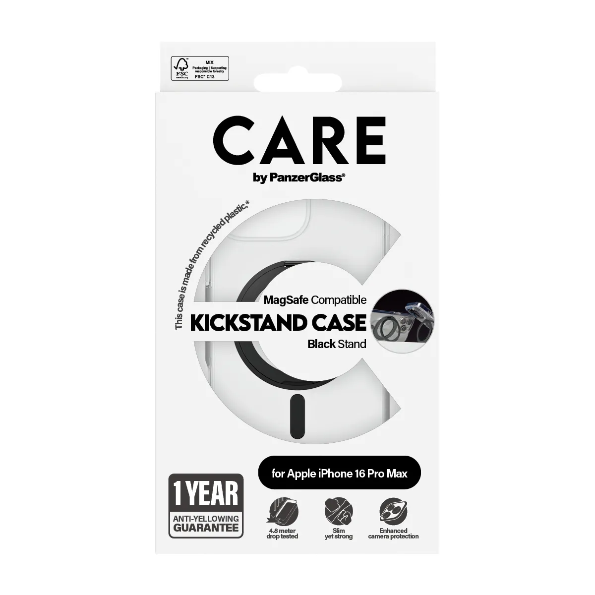 Care by PanzerGlass iPhone 16 Pro Max MagSafe Kickstand -fodral, Svart