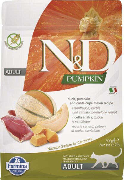 Farmina N&D Pumpkin Duck & Cantaloupe Melon, Dry food for cats, Adult, 300g