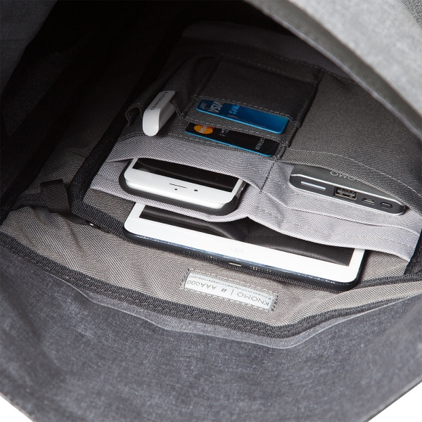 KNOMO HAMILTON Backpack 15inch - Roll top with front pocket GREY