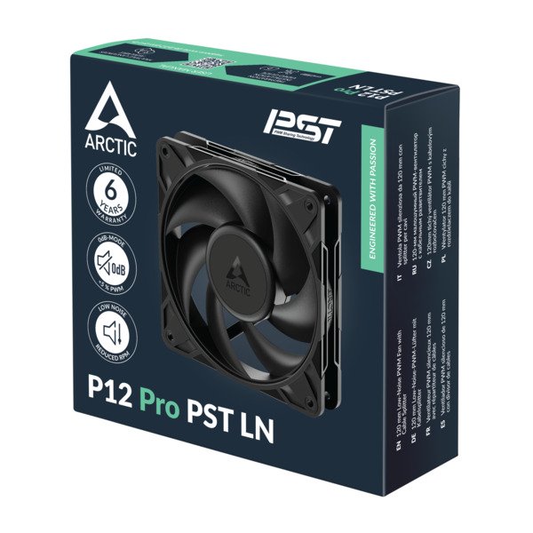 ARCTIC P12 Pro PST LN PWM Fan Kit, Fluid Dynamic Bearing, 120mm, 5-pack, Black
